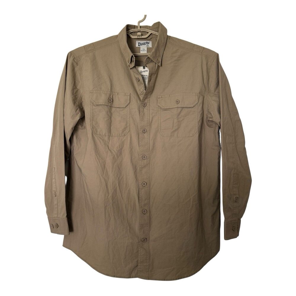 Duluth Mens Size L Tall Relaxed Fit Demo Crew Long Sleeve Work Shirt Button Down